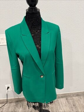 Women's Green Single-Button Tailored Blazer & pant set